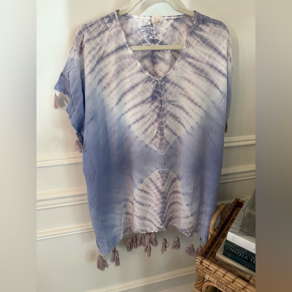 Surf Gypsy Light Purple Tie-Dye Tassel Coverup